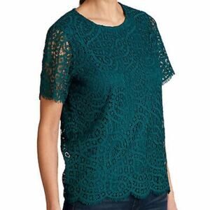 Philosophy Green Lace Short Sleeve Top Size XL